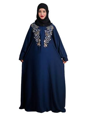 Blue embroidered nida abaya 4