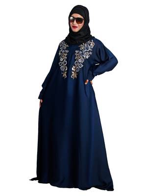 Blue embroidered nida abaya 5