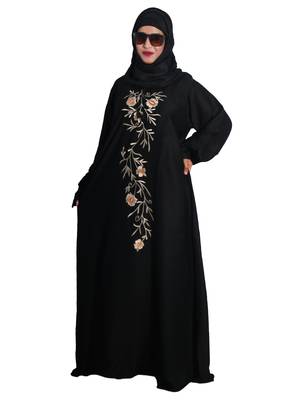 Black embroidered nida abaya 4