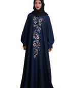 Blue embroidered nida abaya