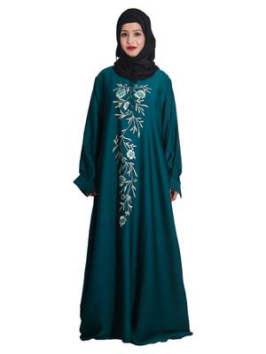 Green embroidered nida abaya 1