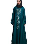 Green embroidered nida abaya