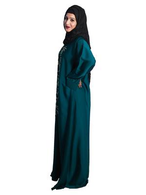 Green embroidered nida abaya 2