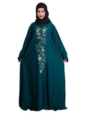 Green embroidered nida abaya 4