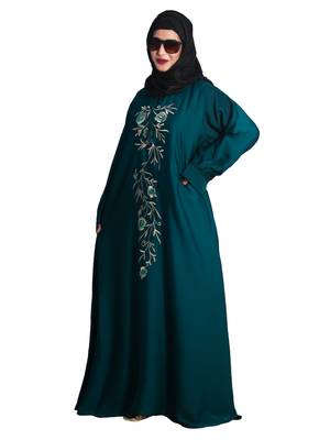 Green embroidered nida abaya 5