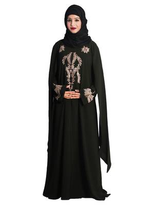 Brown embroidered nida abaya 1
