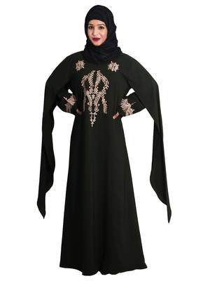 Brown embroidered nida abaya 2