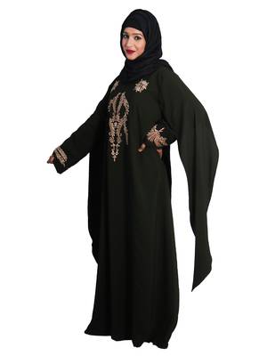 Brown embroidered nida abaya 4