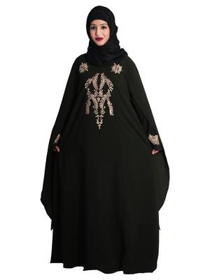 Brown embroidered nida abaya 5