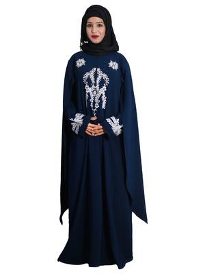 Blue embroidered nida abaya 1
