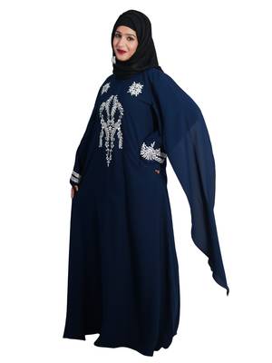 Blue embroidered nida abaya 2