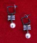 Black STYLISH Designer Earrings White Pearl