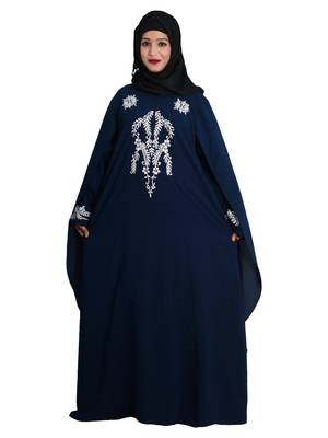 Blue embroidered nida abaya 4