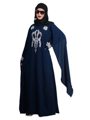 Blue embroidered nida abaya 5