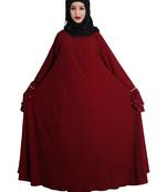 Maroon embroidered crepe abaya