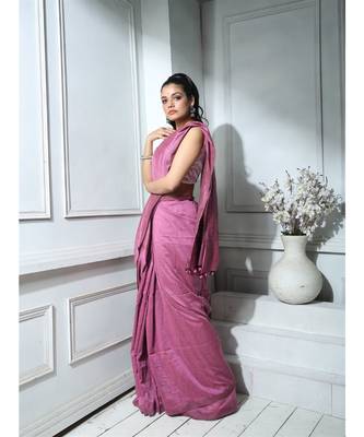 Lilac Khadi Cotton With Blouse 1