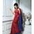 Red And Blue Khadi Cotton Saree With Blouse