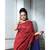 Red And Blue Khadi Cotton Saree With Blouse