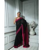 Navy Blue khadi cotton saree With Blouse