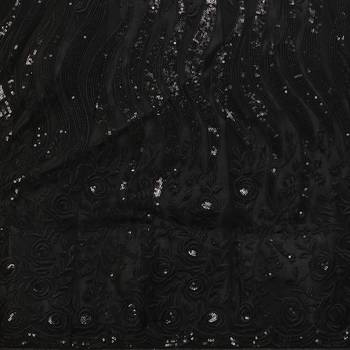 Black embroidered net semi stitched lehenga 4