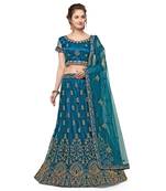 Wine embroidered net semi stitched lehenga