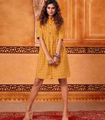 Yellow woven cotton cotton-kurtis