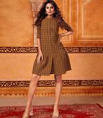 Dark-mustard woven cotton cotton-kurtis