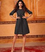 Black woven cotton cotton-kurtis