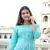 Turquoise Khadi and Gold Printed Rayon Flared Kurti