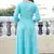 Turquoise Khadi and Gold Printed Rayon Flared Kurti
