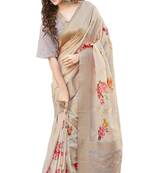 Lavender printed linen saree with blouse