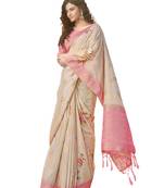 Baby pink printed linen saree with blouse