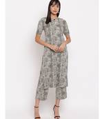 Crepe animal print kurti paired with matching trousers