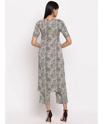 Crepe animal print kurti paired with matching trousers 4