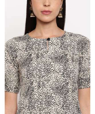 Crepe animal print kurti paired with matching trousers 6