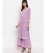 Lavender chikankari kurti paired with flared pallazo