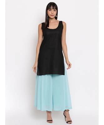 Black chikankari kurti with Blue Chikankari Thread Work 2
