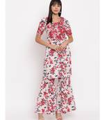 Crepe floral printed chikankari kurti paired with matching sharara