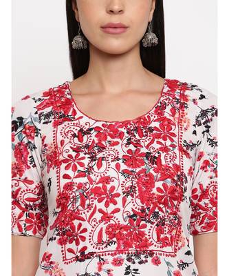 Crepe floral printed chikankari kurti paired with matching sharara 6
