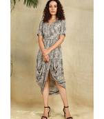 Animal print cowl dress