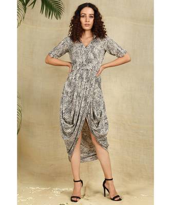 Animal print cowl dress 4
