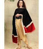 Black and red velvet duppatta with lace all over