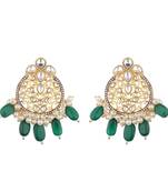 Green kundan earrings