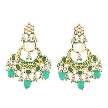 Green kundan earrings 1
