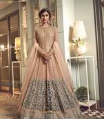 Peach embroidered net salwar