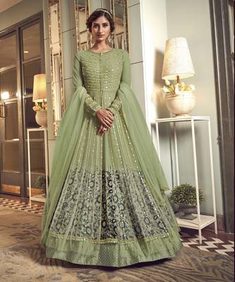 Green embroidered net salwar 1