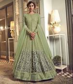 Green embroidered net salwar