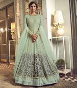 Sea-green embroidered net salwar