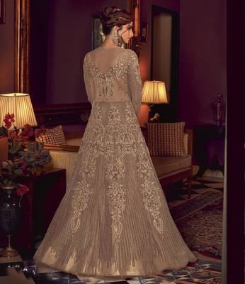 Brown embroidered net salwar 2