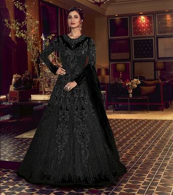 Black embroidered net salwar 1